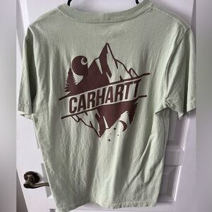 Carhartt Sage Green Tee with Brown Mountain Logo